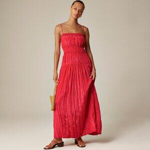 J. Crew Crinkled ruffle-trim dress Strawberry Pink Size L